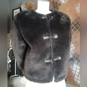 Zara Nwt Faux Fur Toggle Jacket